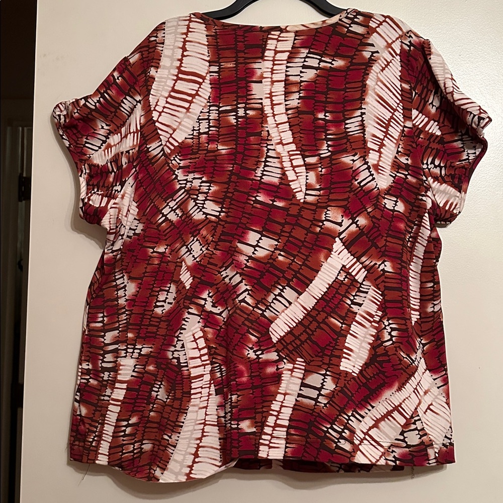 Red Rust and White Patterned Blouse